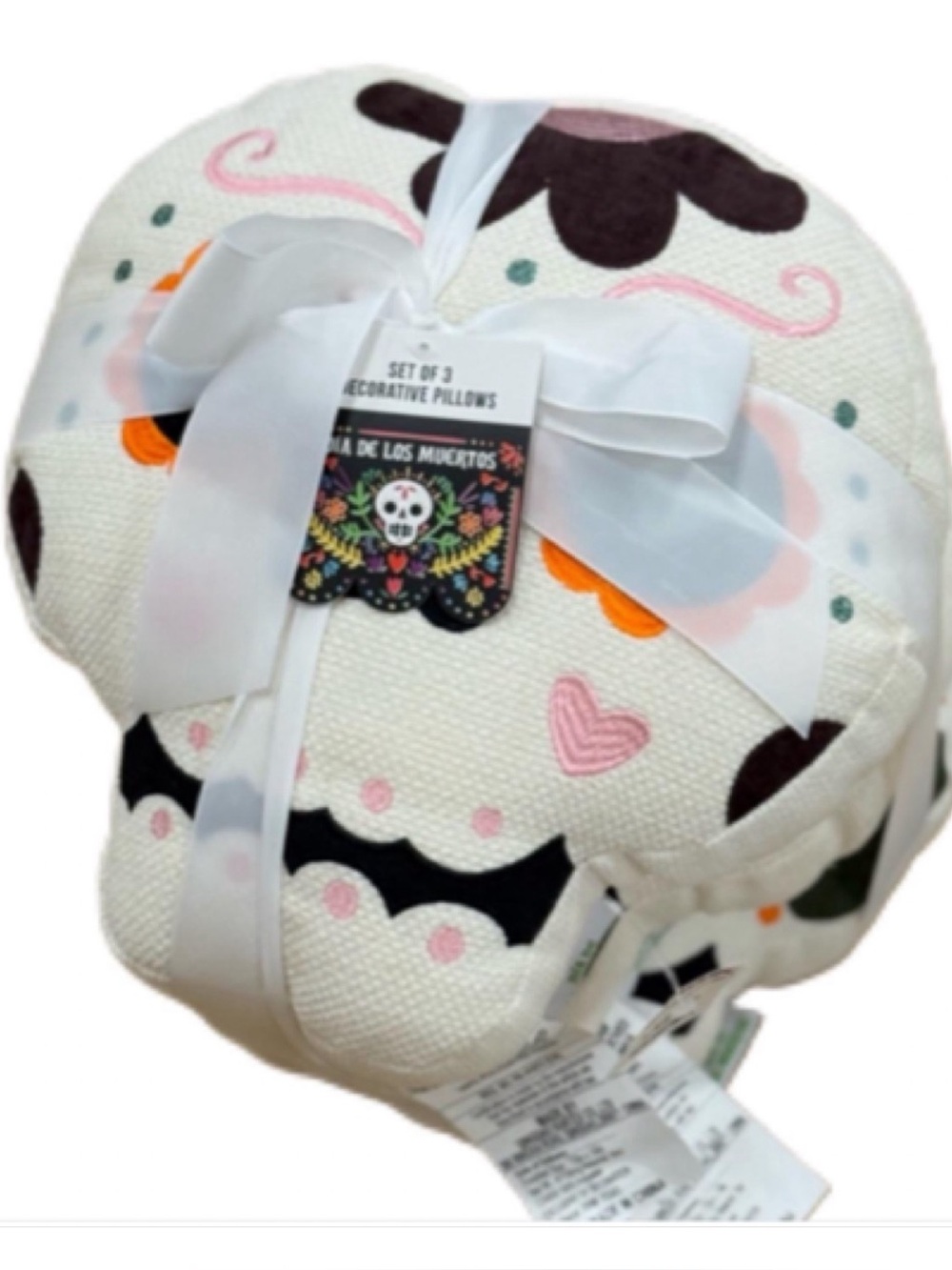 Da de los Muertos Day of the Dead pillows! Quriky Shaped Sugar Skulls set of 3